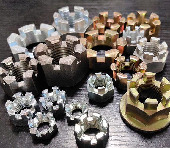 Hexagon slotted nut and castle nut